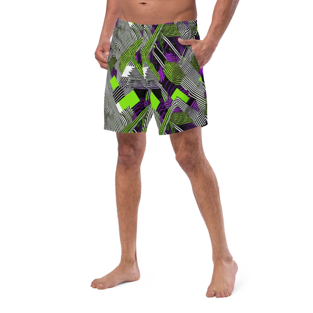 Neon Zebra Logic on Swim Trunks — Left Front