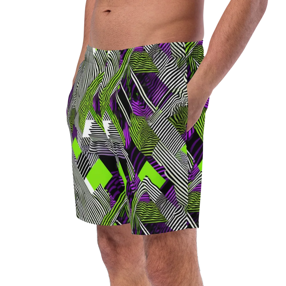Neon Zebra Logic on Swim Trunks — Left Front