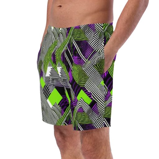 Neon Zebra Logic on a Swim Trunks