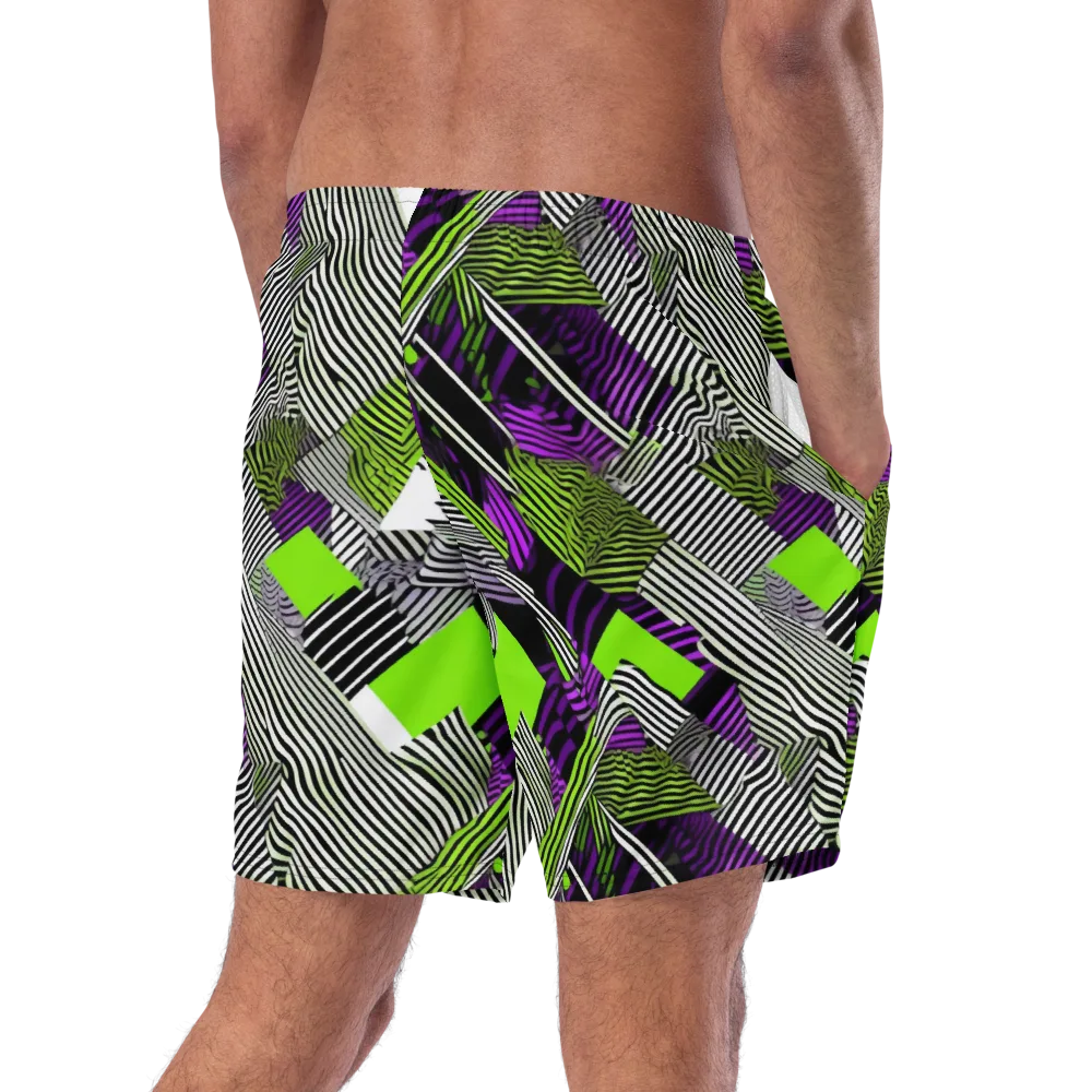 Neon Zebra Logic on Swim Trunks — Right Back