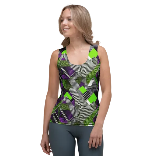 Neon Zebra Logic on a Women's Tank Top
