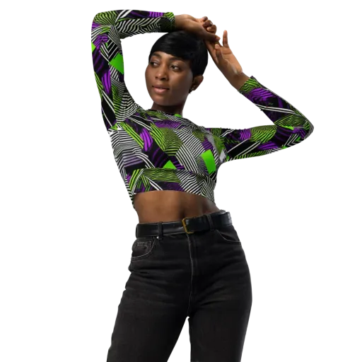Neon Zebra Logic on a Long Sleeve Crop Top