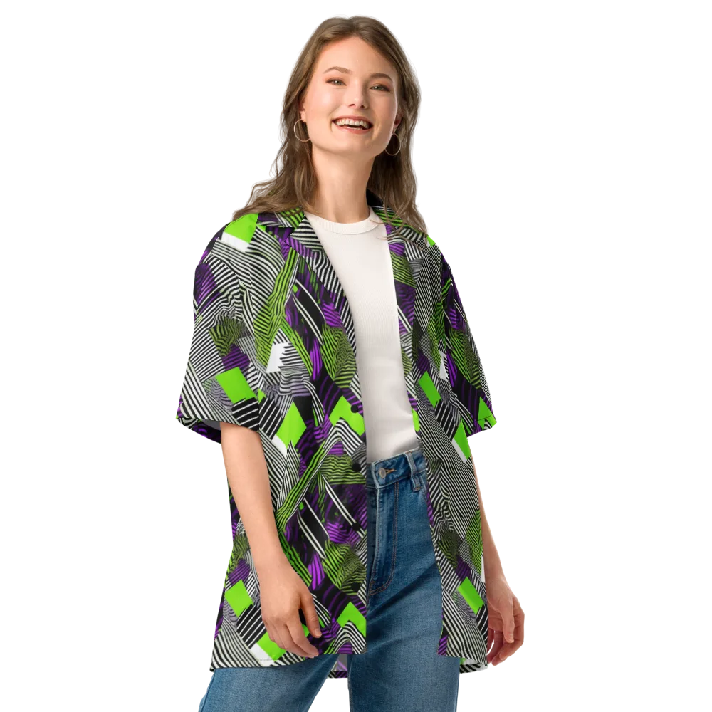 Neon Zebra Logic on Button Shirt — Front