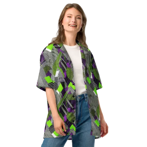 Neon Zebra Logic on a Button Shirt