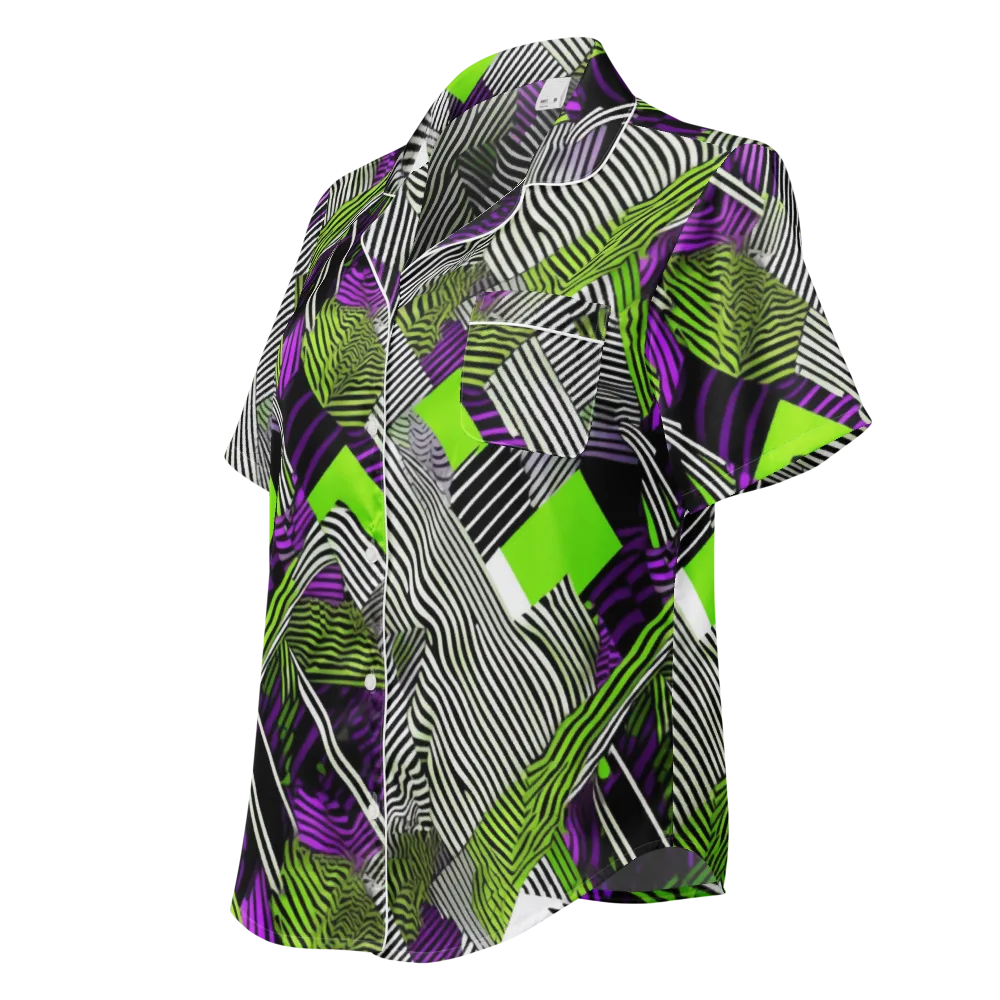 Neon Zebra Logic on Women's Short Sleeve Pajama Top — Left Front