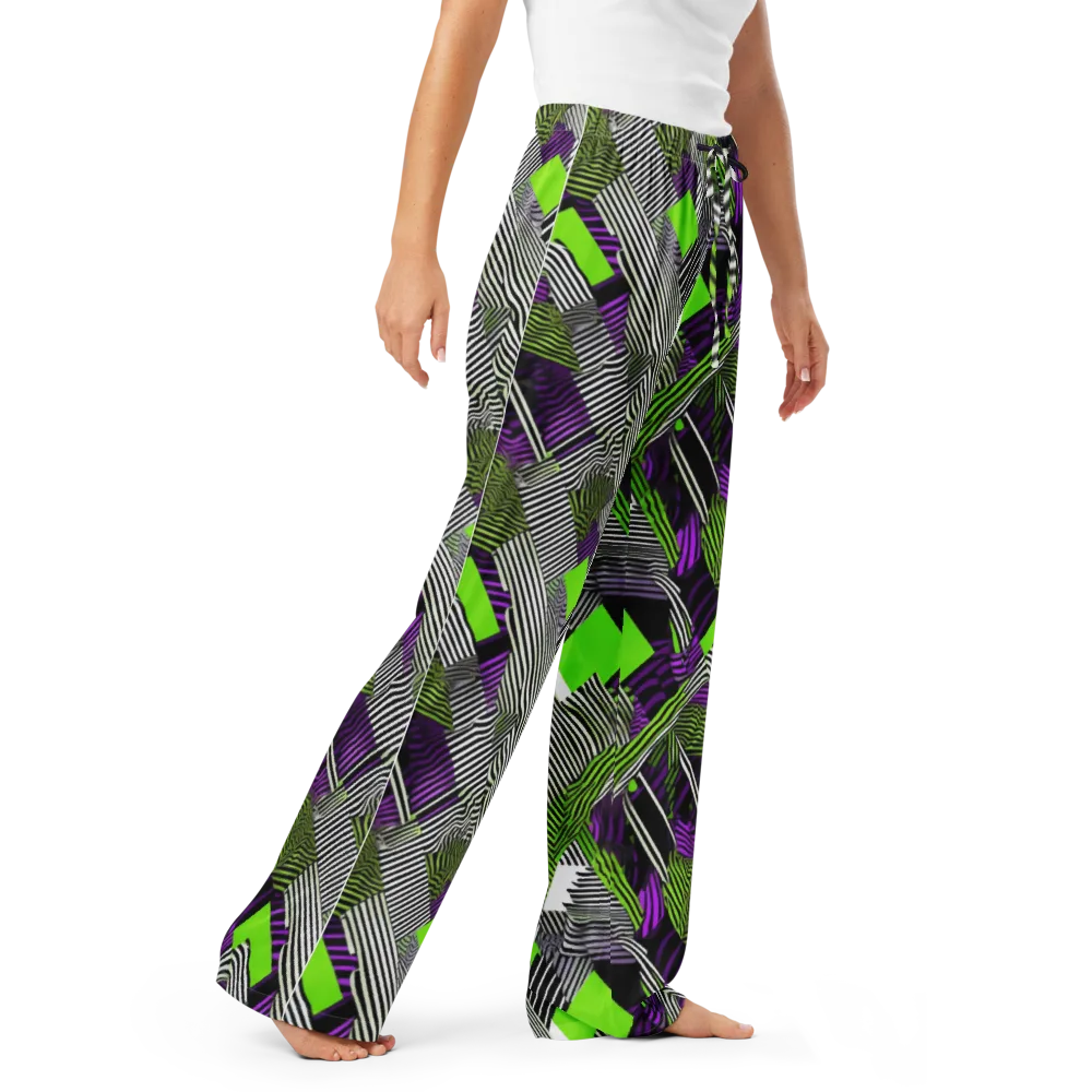 Neon Zebra Logic on Women's Pajama Pants — Right Front