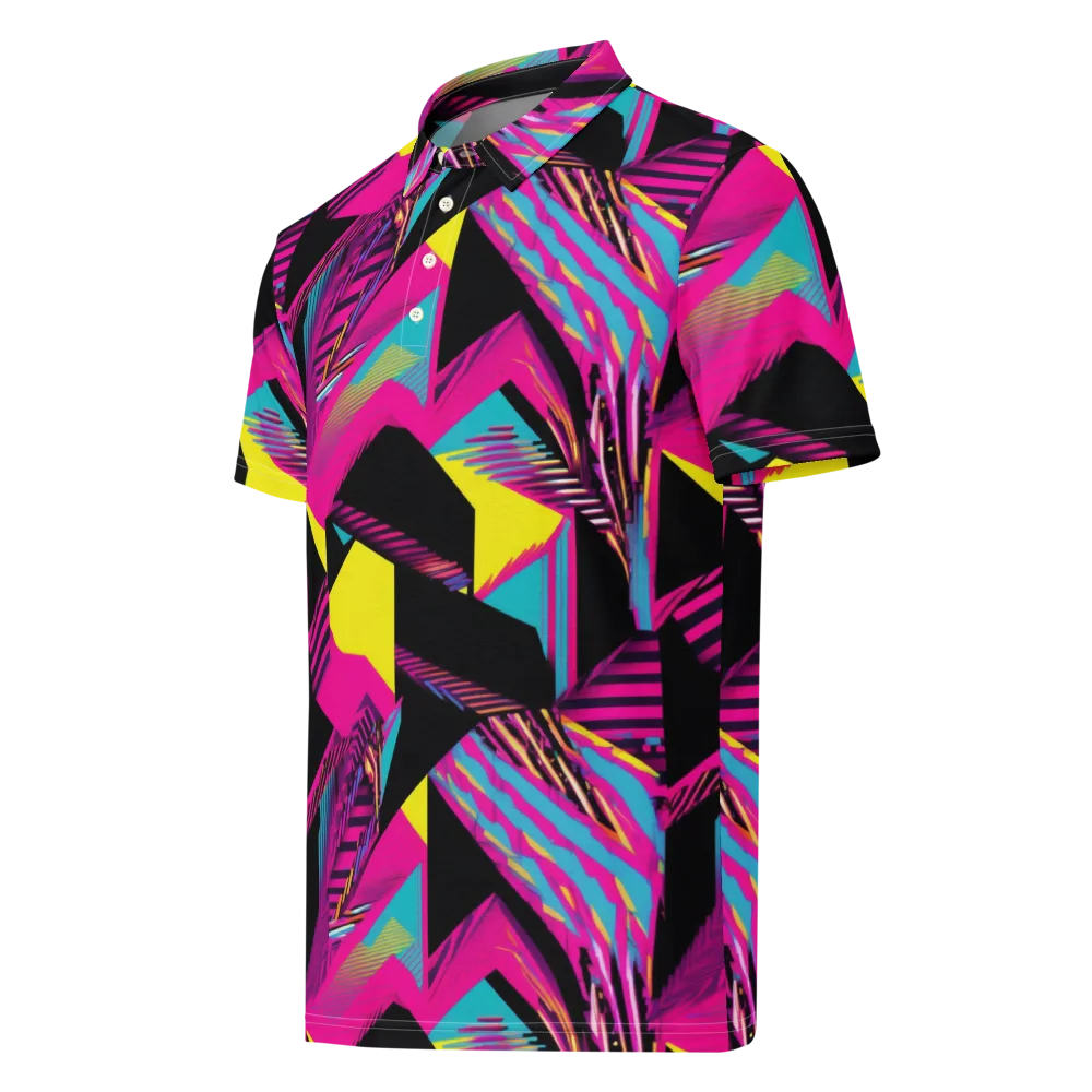 Neon Stairwell on Men's Slim Fit Polo Shirt — Left Front