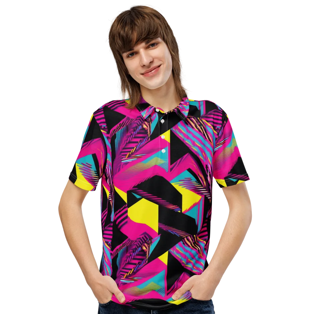Neon Stairwell on Men's Slim Fit Polo Shirt — Front