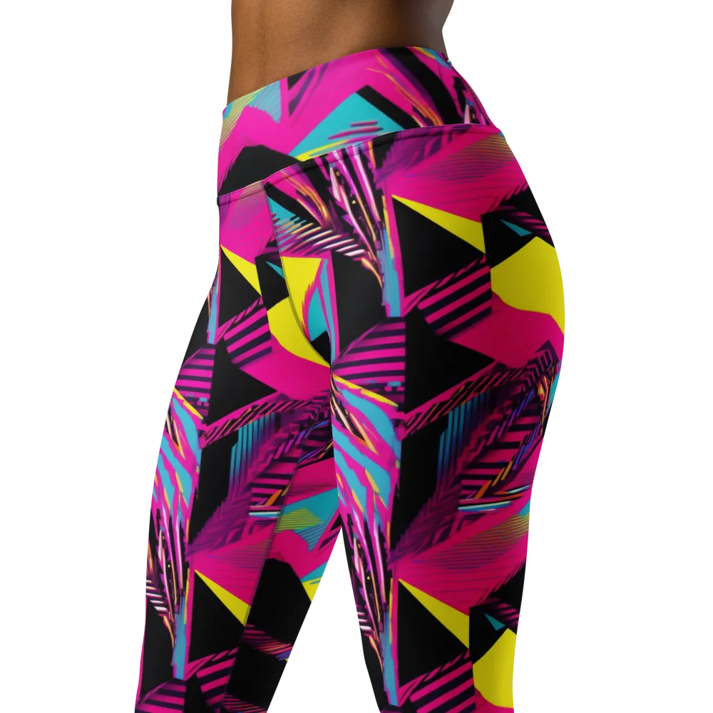 Neon Stairwell on Yoga Leggings — Left Front