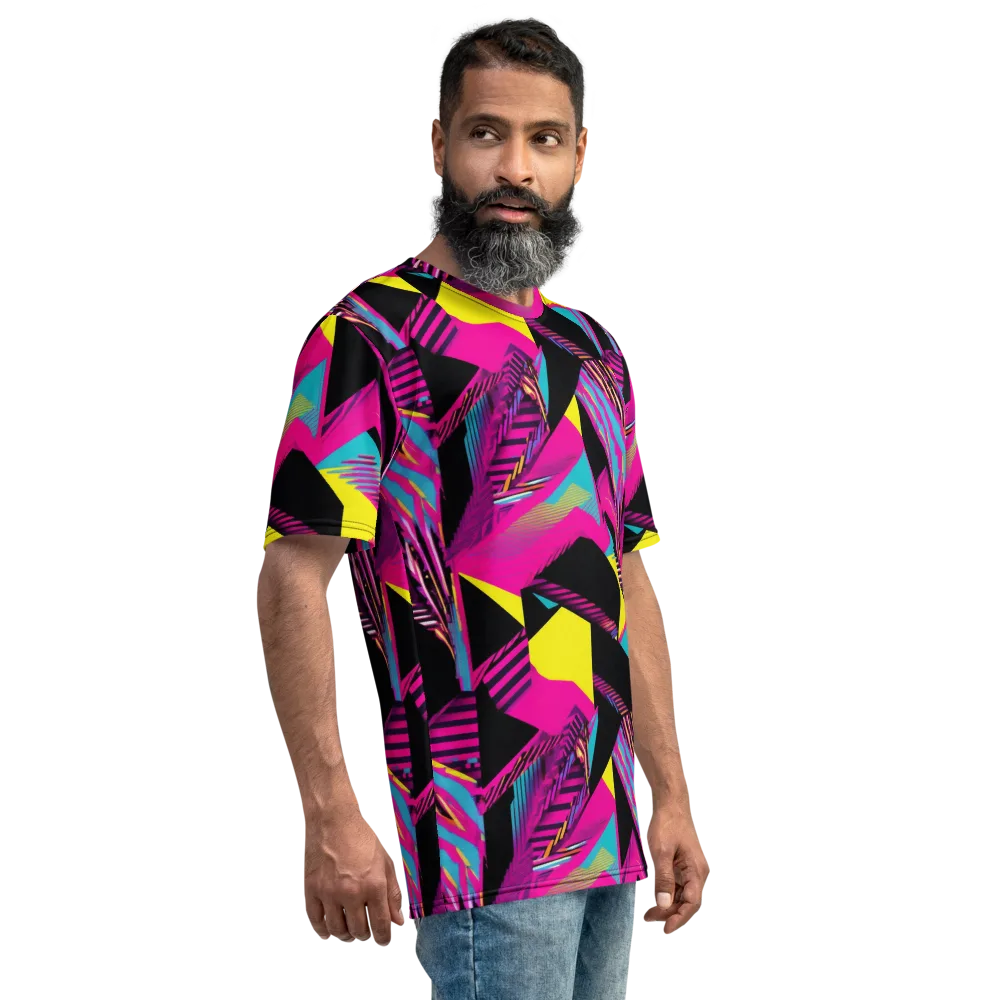 Neon Stairwell on Men's Crew Neck T-Shirt — Right