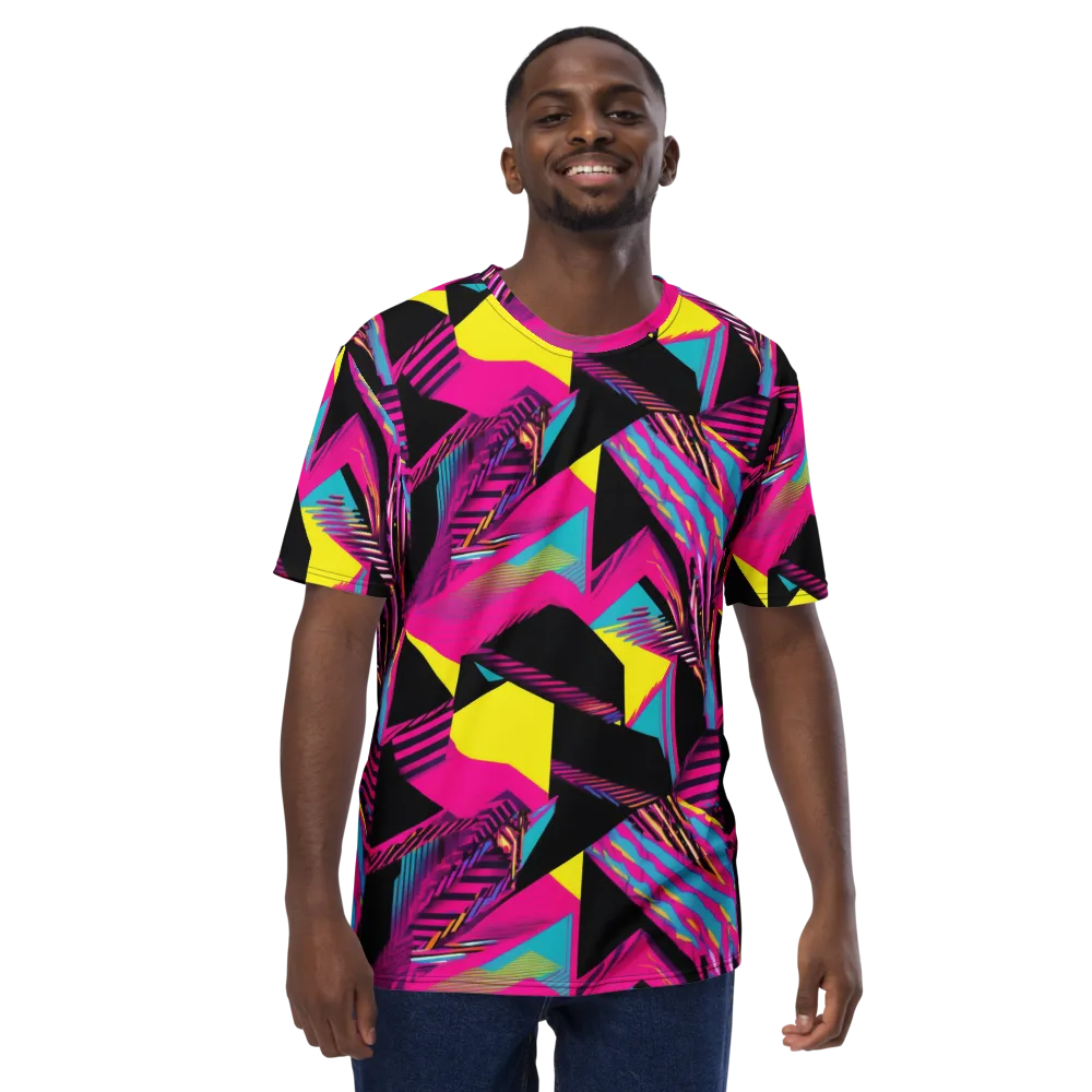 Neon Stairwell on Men's Crew Neck T-Shirt — Front