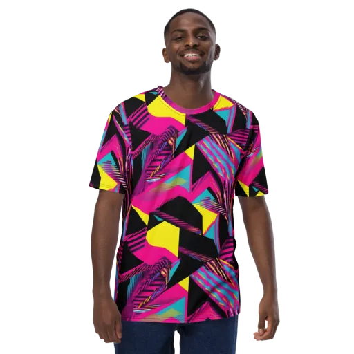 Neon Stairwell on a Men's Crew Neck T-Shirt