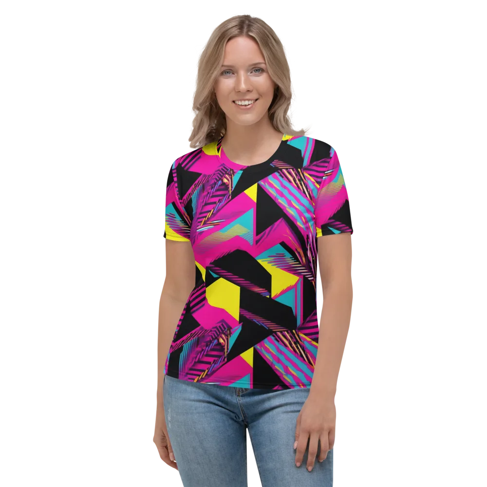 Neon Stairwell on Women's Crew Neck T-Shirt — Front