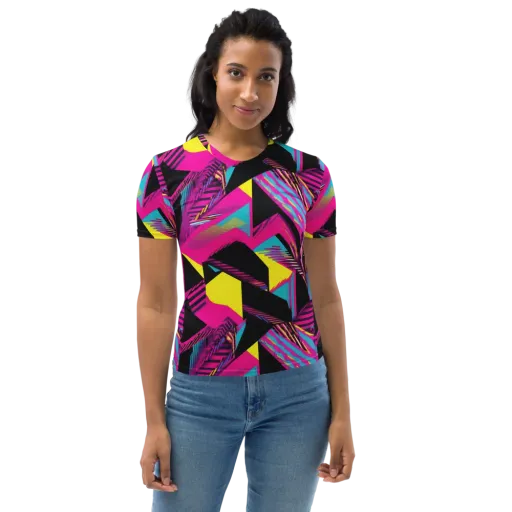 Neon Stairwell on a Women's Crew Neck T-Shirt