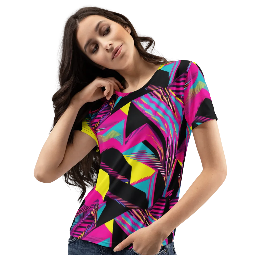 Neon Stairwell on Women's Crew Neck T-Shirt — Left Front