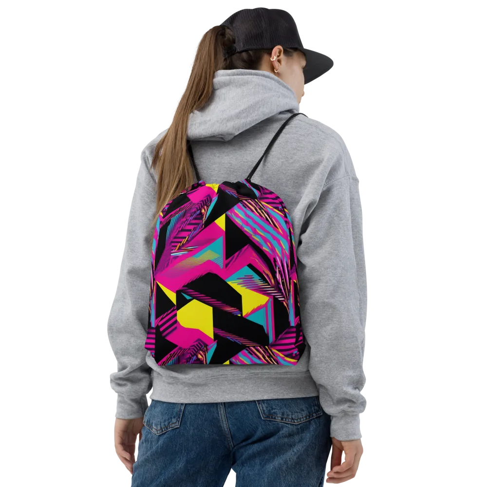 Neon Stairwell on Drawstring Bag — Front