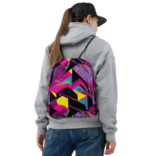 Neon Stairwell on a Drawstring Bag
