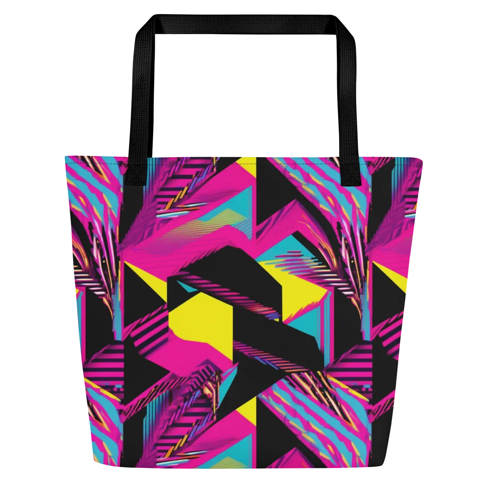 Neon Stairwell on Large Tote Bag W/ Pocket — Front