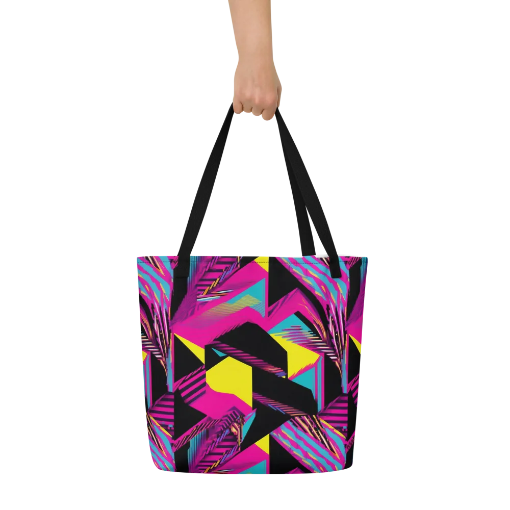 Neon Stairwell on Large Tote Bag W/ Pocket — Front