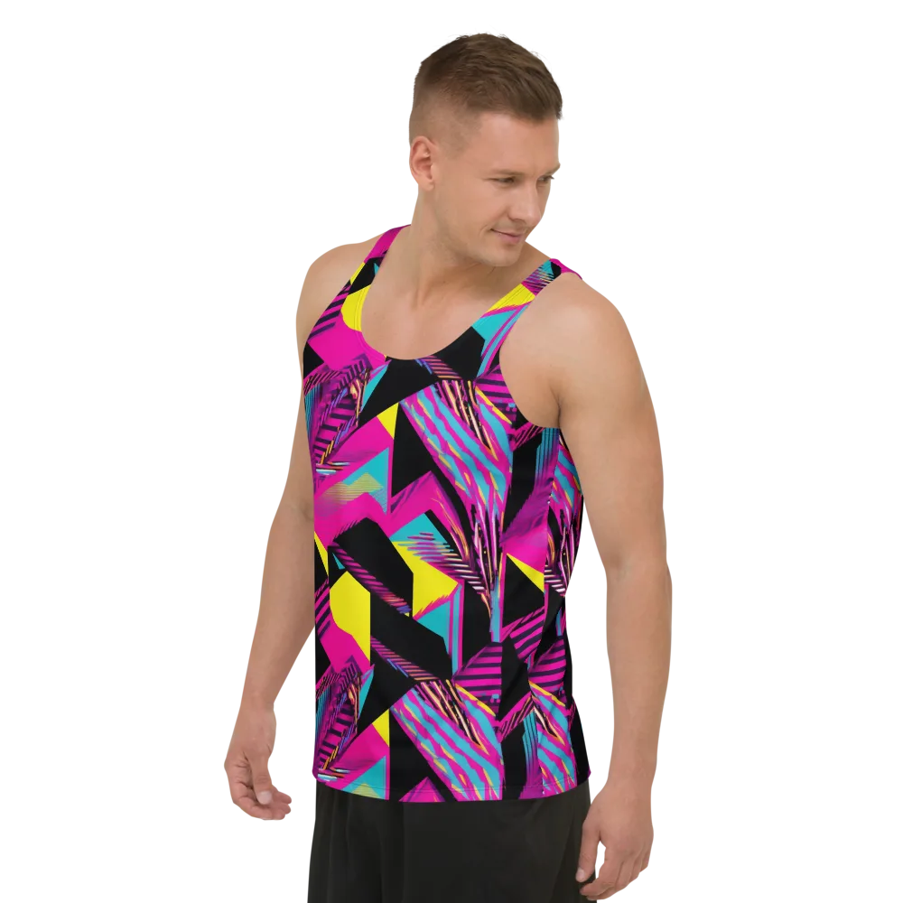 Neon Stairwell on Men's Tank Top — Left Front
