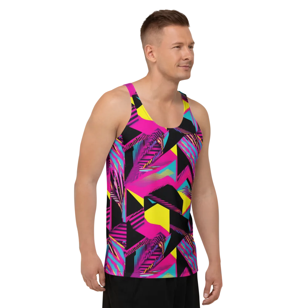 Neon Stairwell on Men's Tank Top — Right Front