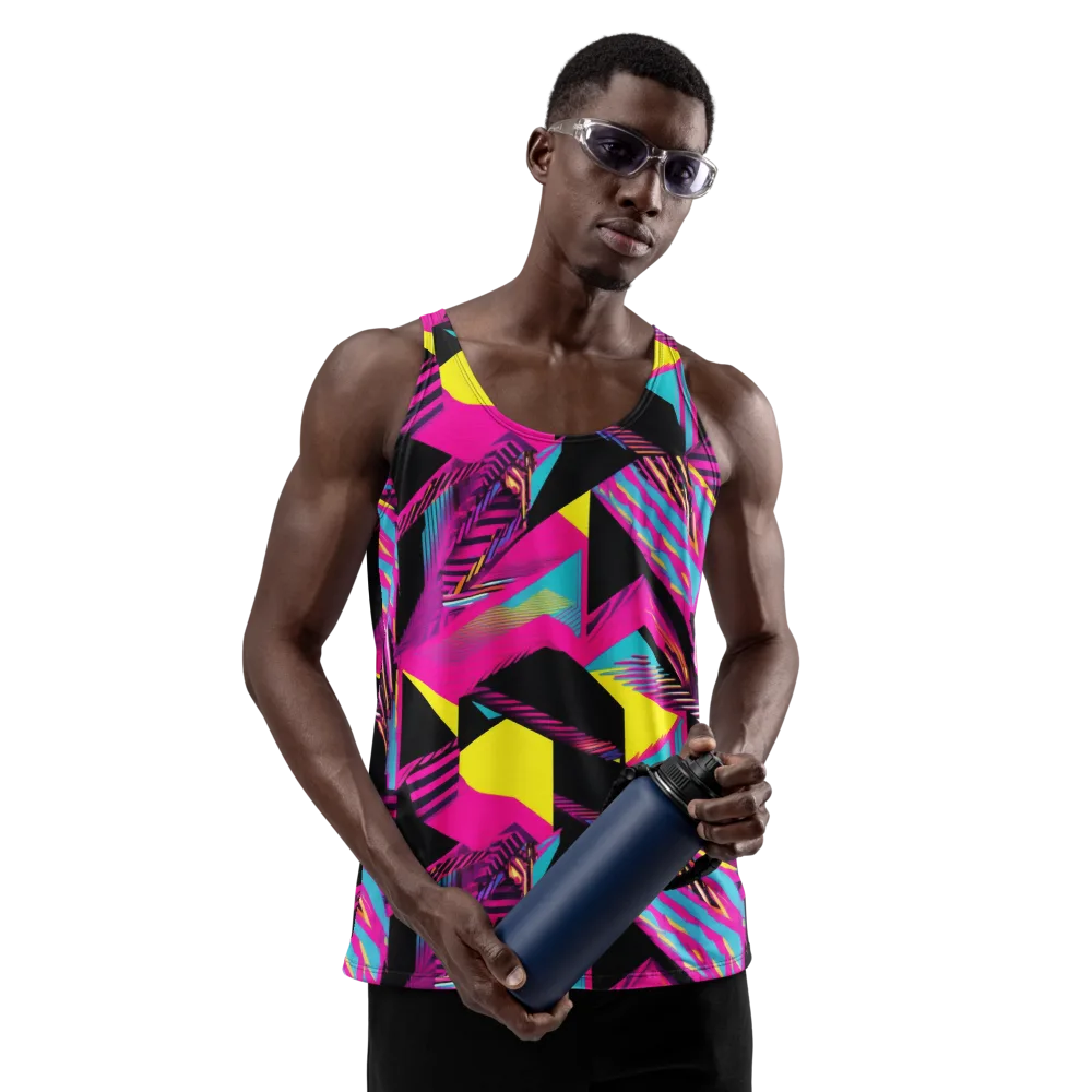 Neon Stairwell on Men's Tank Top — Front
