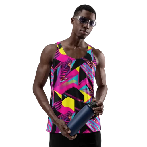 Neon Stairwell on a Men's Tank Top