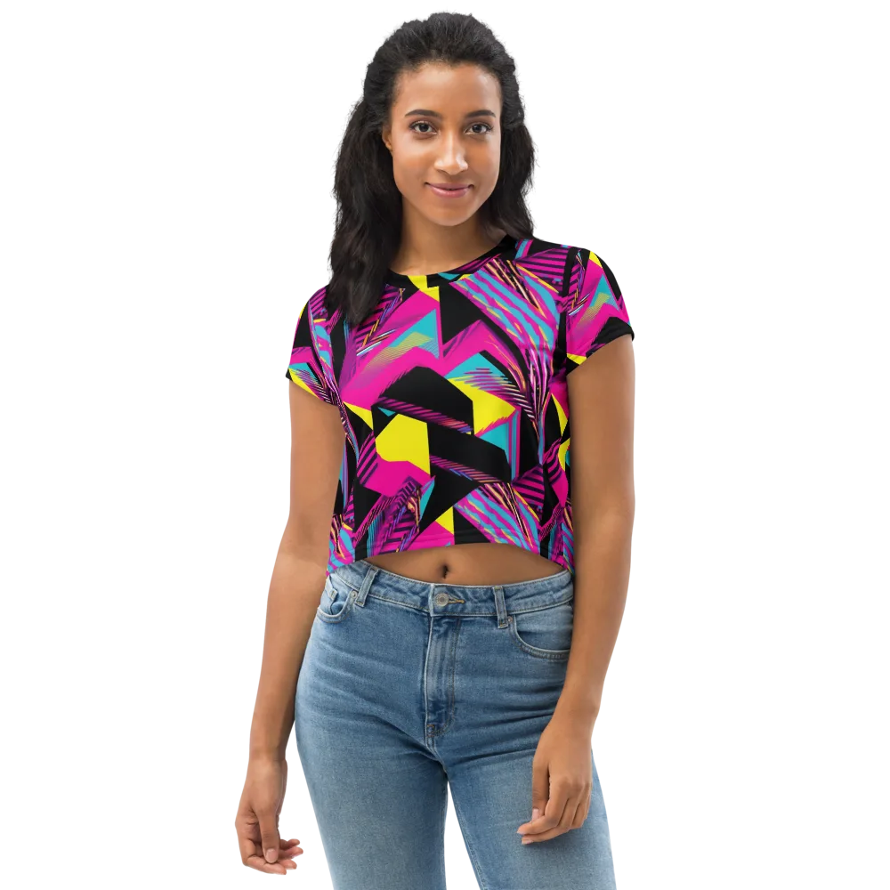 Neon Stairwell on Crop Tee — Front