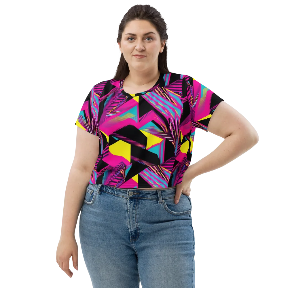 Neon Stairwell on Crop Tee — Front