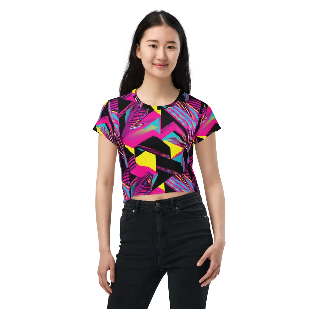 Neon Stairwell on Crop Tee — Front