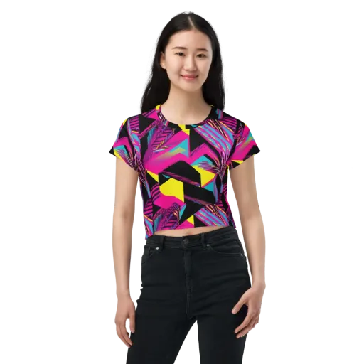 Neon Stairwell on a Crop Tee