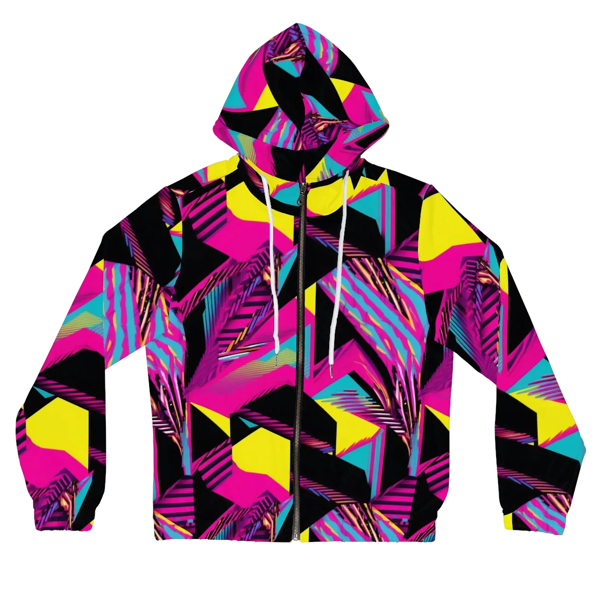 Neon Stairwell on Women's Full-Zip Hoodie — Front