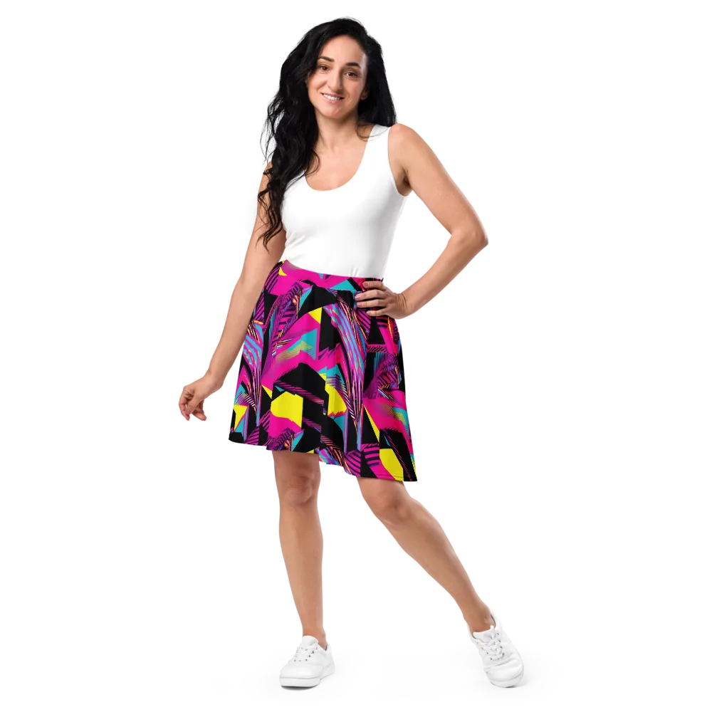 Neon Stairwell on Skater Skirt — Front