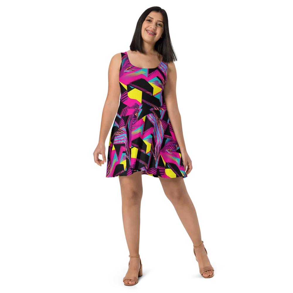 Neon Stairwell on Skater Dress — Front