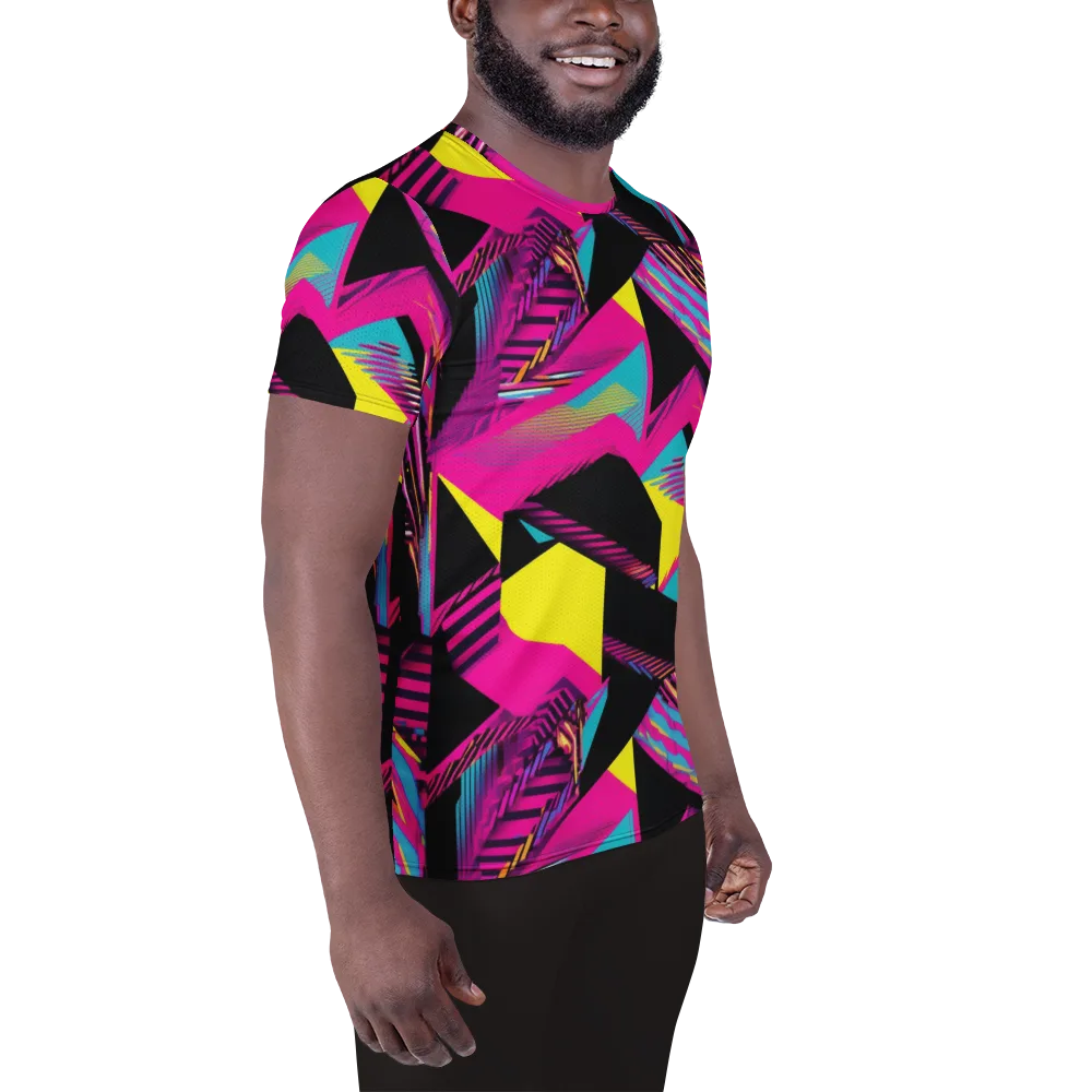 Neon Stairwell on Men's Athletic T-Shirt — Right