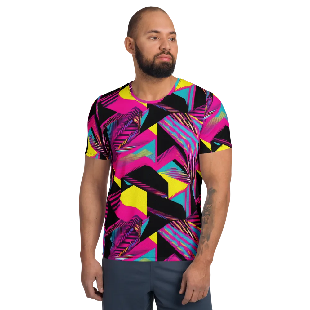 Neon Stairwell on Men's Athletic T-Shirt — Front