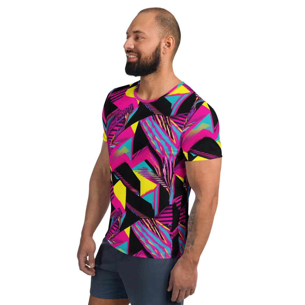 Neon Stairwell on Men's Athletic T-Shirt — Left
