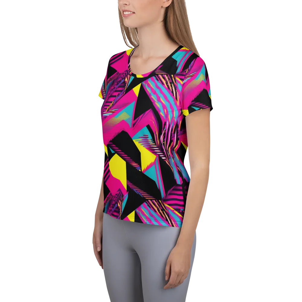 Neon Stairwell on Women's Athletic T-Shirt — Left