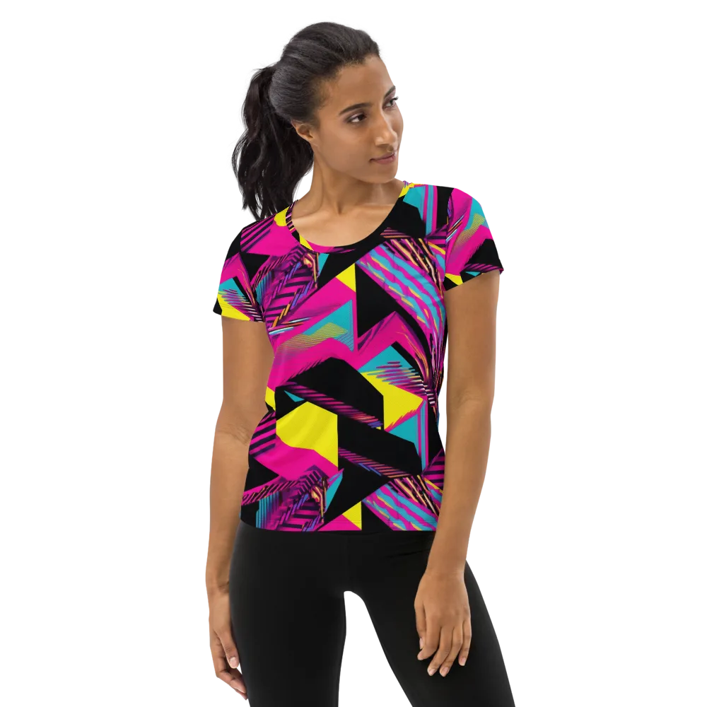 Neon Stairwell on Women's Athletic T-Shirt — Front