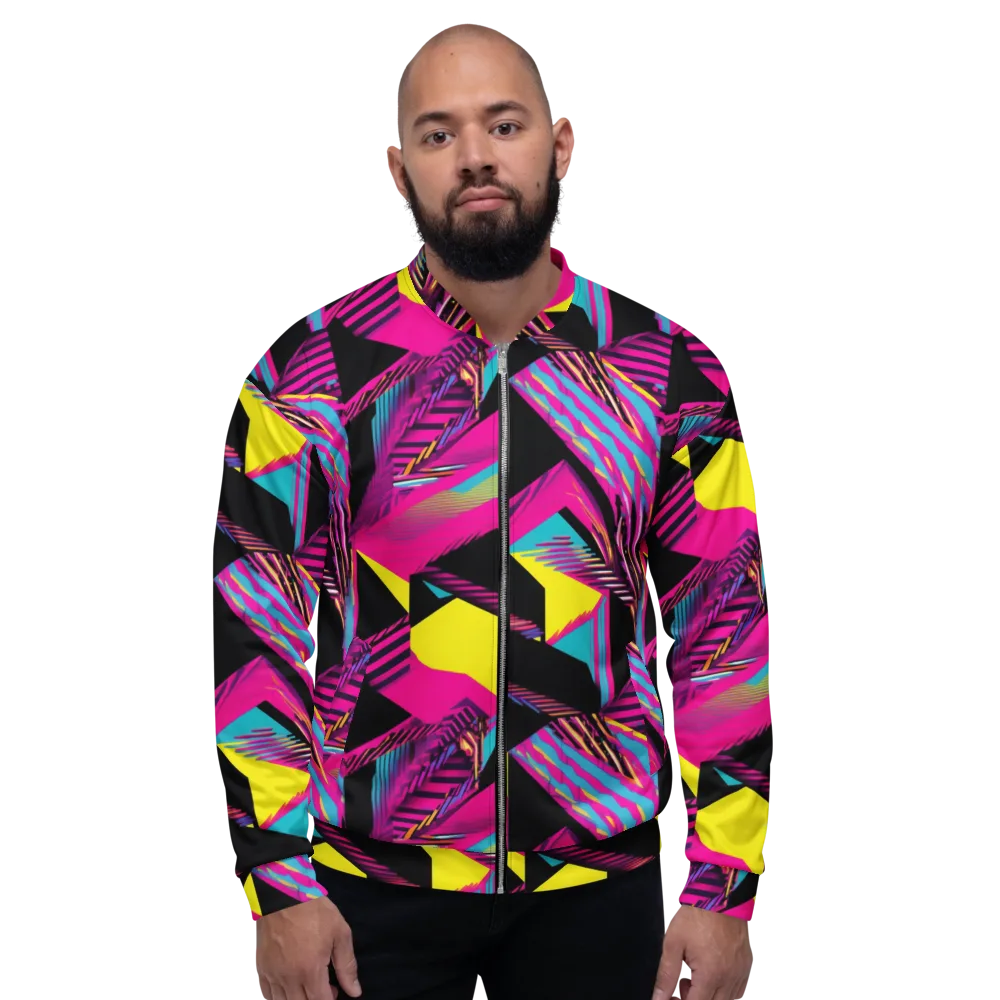Neon Stairwell on Bomber Jacket — Front