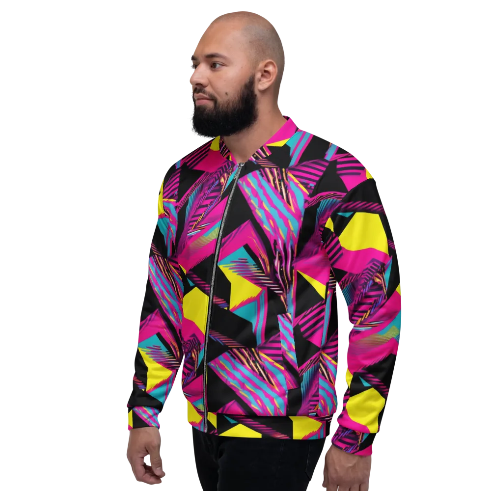 Neon Stairwell on Bomber Jacket — Left
