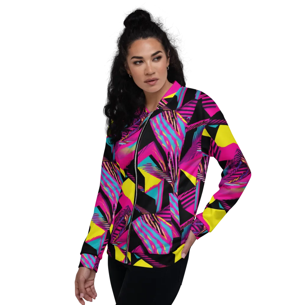 Neon Stairwell on Bomber Jacket — Left