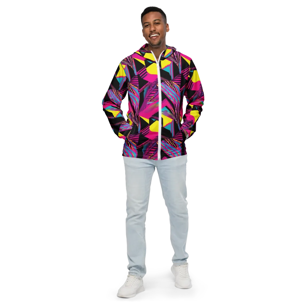 Neon Stairwell on Men's Windbreaker — Front