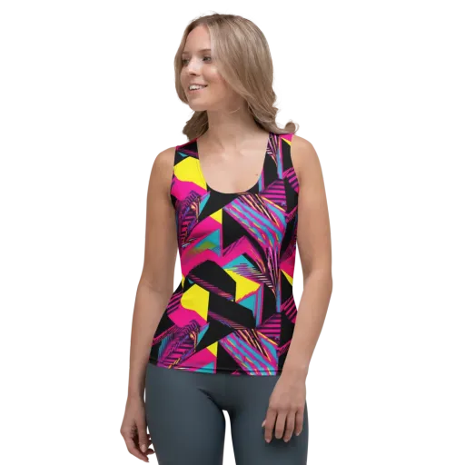 Neon Stairwell on a Women's Tank Top