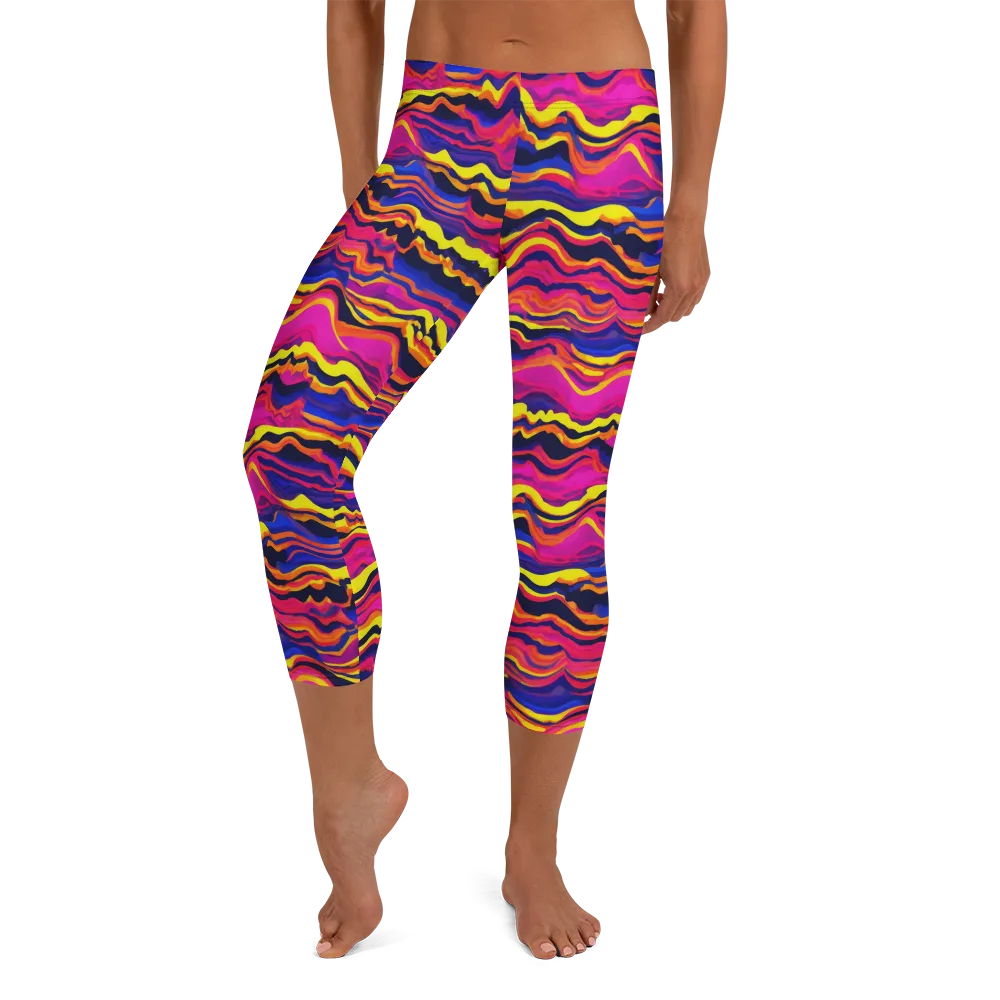 Signal Lagoon on Capri Leggings — Front