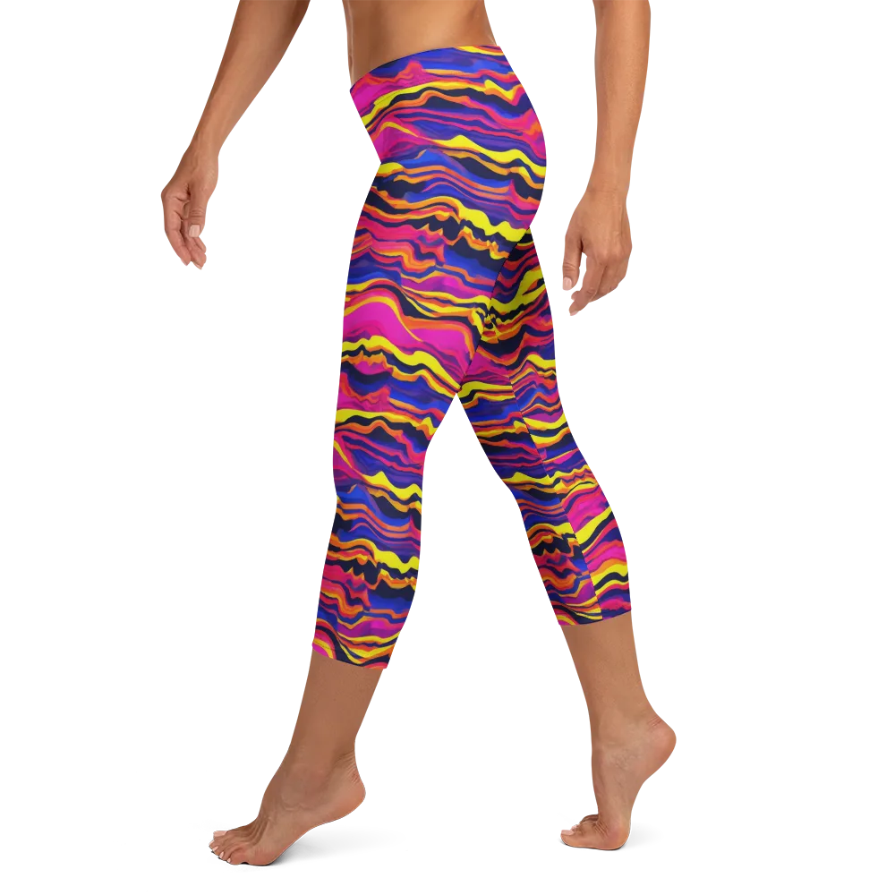 Signal Lagoon on Capri Leggings — Left