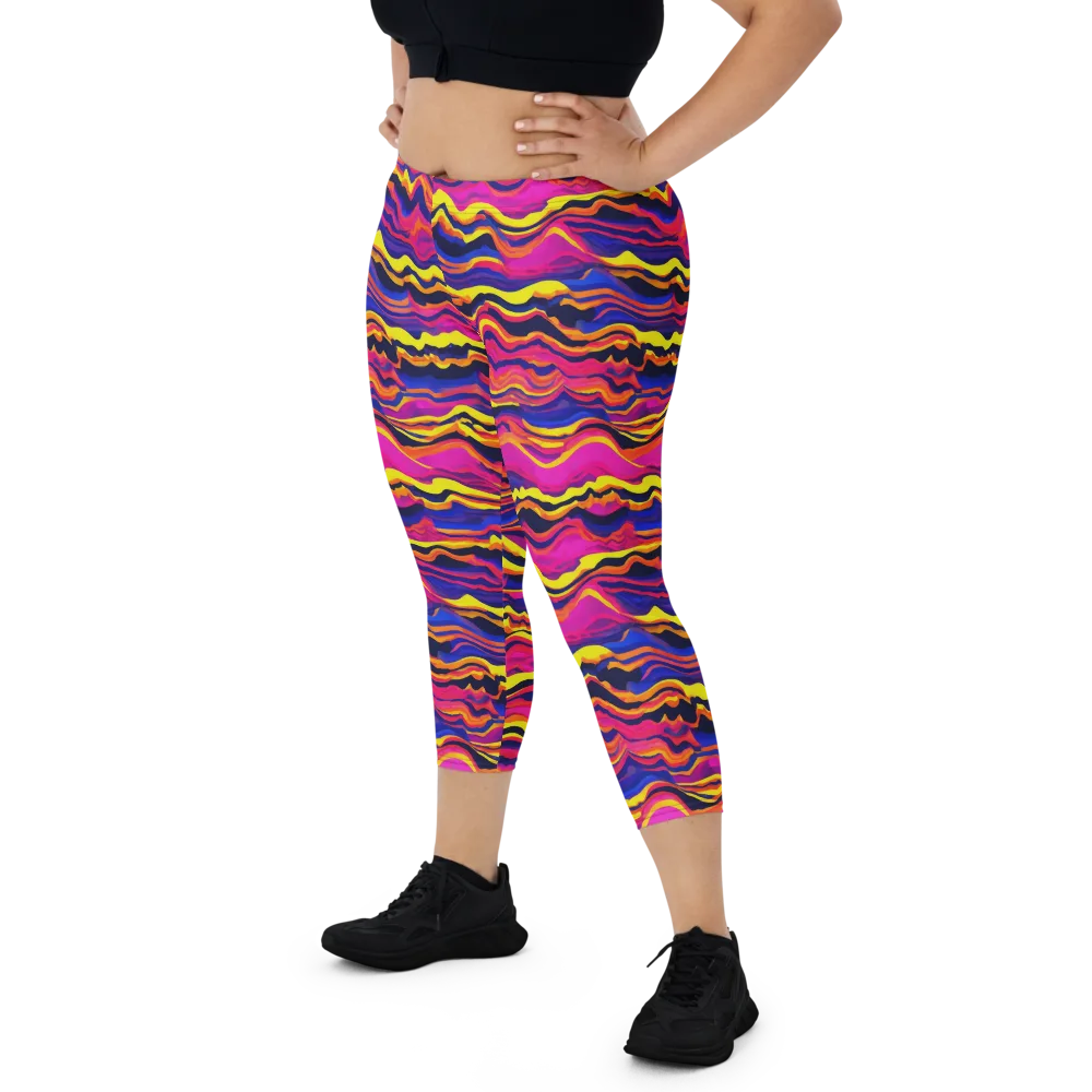 Signal Lagoon on Capri Leggings — Front