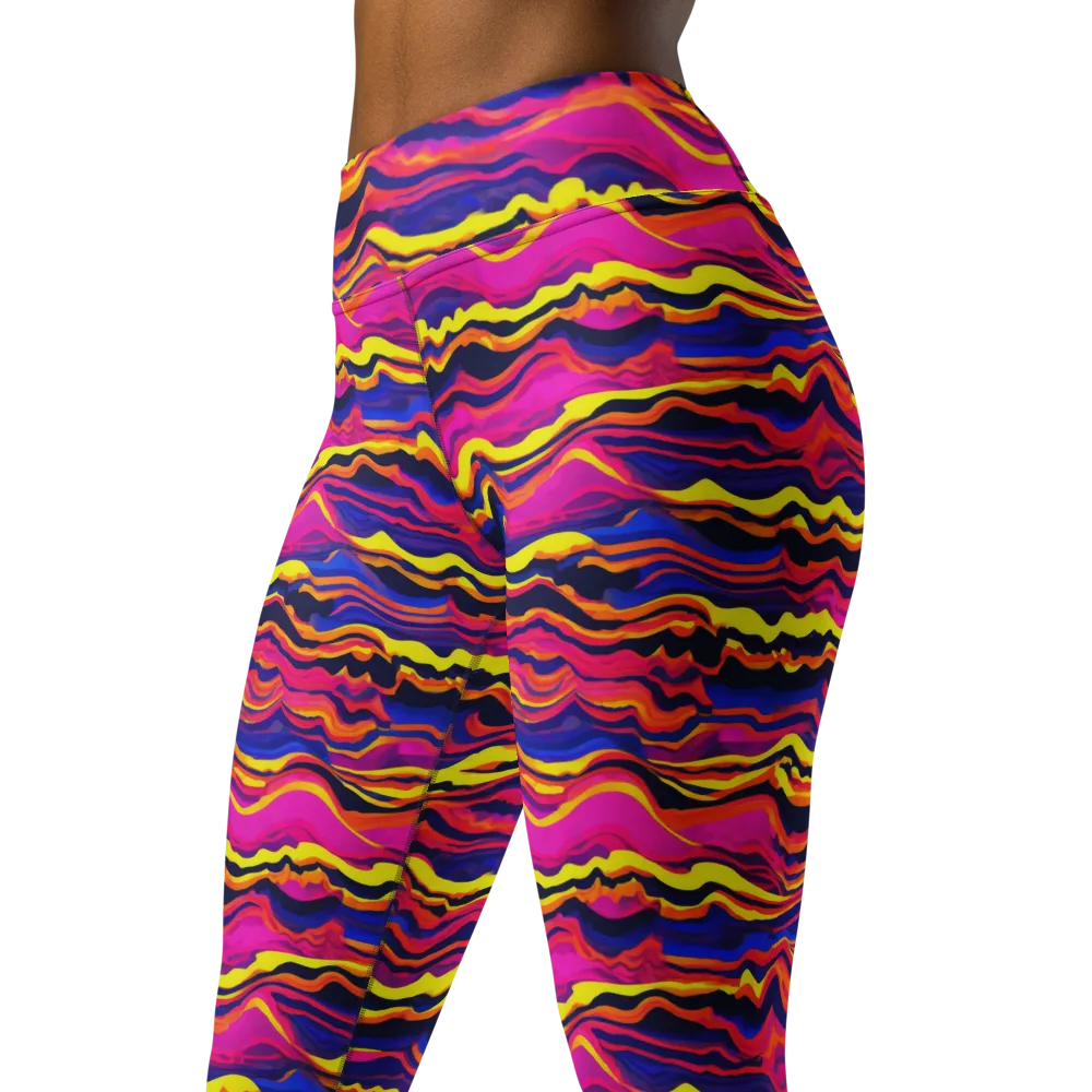 Signal Lagoon on Yoga Leggings — Left Front
