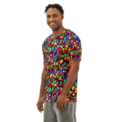 Luminous Shuffle on a Men's Cotton Crew Neck T-Shirt