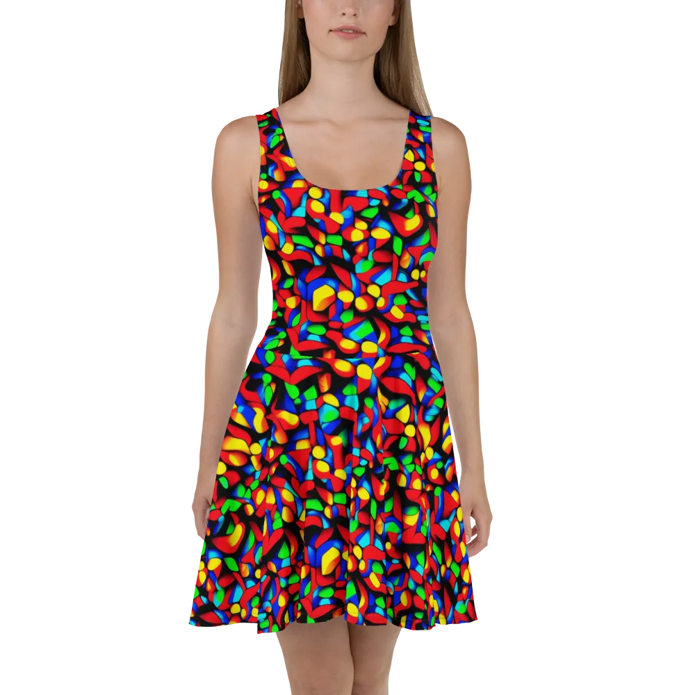 Luminous Shuffle on Skater Dress — Front